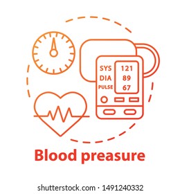Blood pressure control concept icon. Heart functioning monitoring idea thin line illustration. Systolic and diastolic pressure rate. Vector isolated outline drawing. Editable stroke
 
