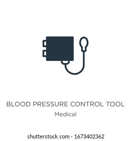 Vector de icono de la herramienta de control de presión sanguínea. Icono moderno de la herramienta de control de la presión arterial plana de la colección médica aislada en fondo blanco. La ilustración vectorial puede utilizarse para gráficos web y móviles 