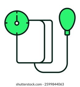 Blood pressure cuff icon representing blood pressure monitoring, heart health, and fitness tracking, editable stroke