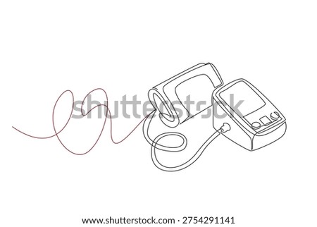 Blood Pressure Cuff and Pulse Wave Health Object Minimalist Line Drawing