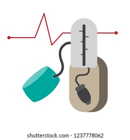 Blood Pressure Gauge icon. Blood Pressure Gauge icon on white background from Health and Medical collection. High quality filled Blood Pressure Gauge symbol use for web. Diagnostic tonometer mockup.
