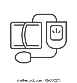 blood pressure gauge,measuring vector line icon, sign, illustration on background, editable strokes