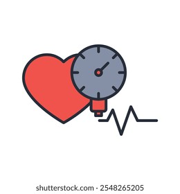 Icono de presión arterial. Vector. Movimiento editable. signo de estilo lineal para uso Diseño web, logotipo. Ilustración de símbolo.