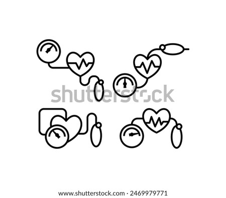blood pressure icons vector design symbol sign simple line black white illustration collections sets