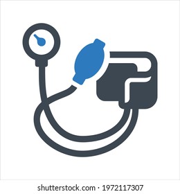 Blood pressure kit icon, vector and glyph