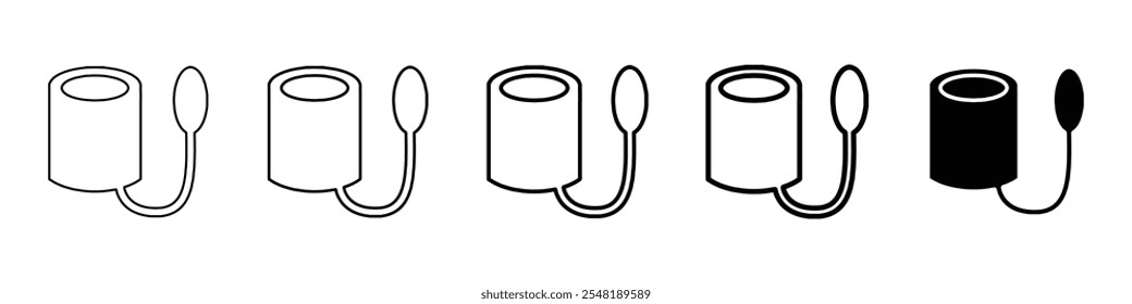 ícone da máquina de pressão sanguínea Conjunto de logotipo de linha fina simples