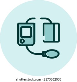 Máquina de presión arterial, ilustración, vector sobre fondo blanco.