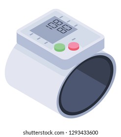 Blood Pressure Measurement, Bp Apparatus Icon In Isometric Style