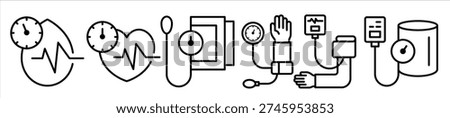 blood pressure measurement icon set