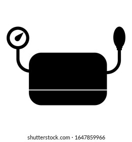 Dispositivo medidor de la presión arterial Aparato de tonómetro Sfigómetro Aneroide Spygmos icono negro de color ilustración plana
