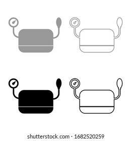 Blood pressure measuring device Tonometer apparatus Sphygmometer Aneroid Spygmos icon outline set black grey color vector illustration flat style image