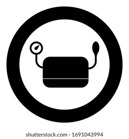 Blutdruckmessgerät Tonometer Gerät Sphygmometer Aneroid Spygmos Symbol in kreisrunden schwarzen Vektorillustration Abbildung flaches Bild