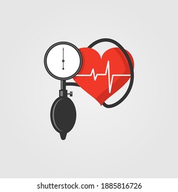 Icono medidor de presión arterial en diseño plano.