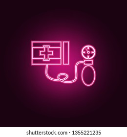 blood pressure meter icon. Elements of Medicine in neon style icons. Simple icon for websites, web design, mobile app, info graphics
