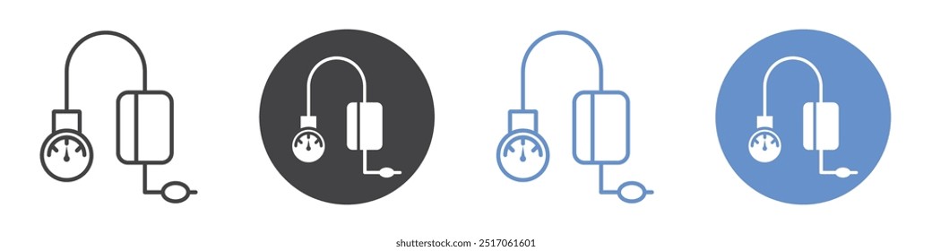 Blood pressure meter icon flat line symbol set.