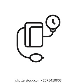 Blood pressure meter icon Flat vector set outline