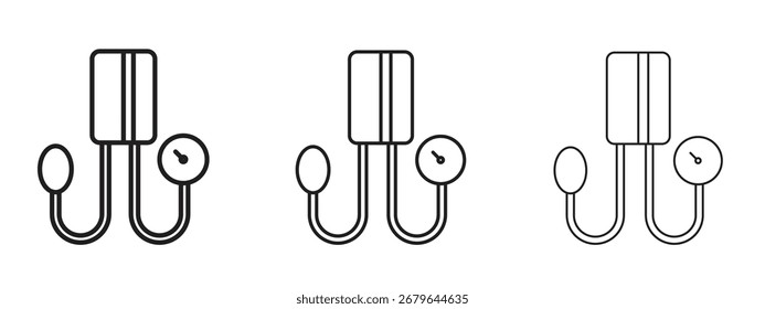 Icono del medidor de presión arterial, signo de contorno, símbolos lineales
