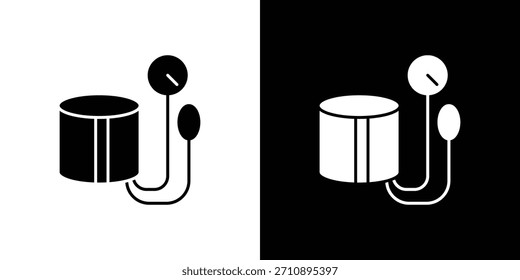 Blood pressure meter icon in solid silhouette set. Vector Illustration.