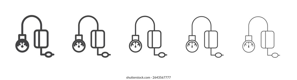 Icono de medidor de presión arterial Vector esquema conjunto ilustración signo