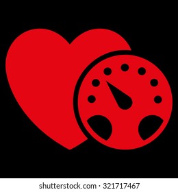 Blood Pressure Meter vector icon. Style is flat symbol, red color, rounded angles, black background.