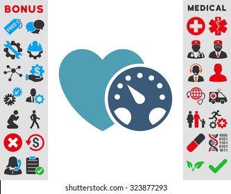 Blood Pressure Meter vector icon. Style is bicolor flat symbol, cyan and blue colors, rounded angles, white background.