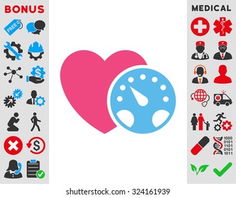 Blood Pressure Meter vector icon. Style is bicolor flat symbol, pink and blue colors, rounded angles, white background.