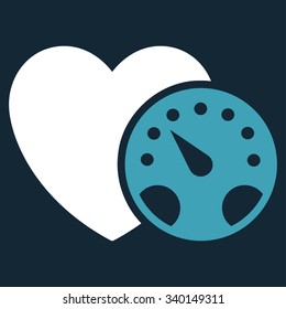 Blood Pressure Meter vector icon. Style is bicolor flat symbol, blue and white colors, rounded angles, dark blue background.