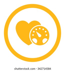 Blood Pressure Meter vector icon. Style is flat rounded symbol, yellow color, rounded angles, white background.
