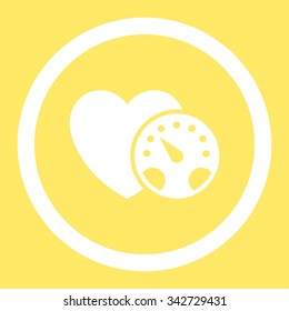 Blood Pressure Meter vector icon. Style is flat rounded symbol, white color, rounded angles, yellow background.