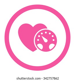 Blood Pressure Meter vector icon. Style is flat rounded symbol, pink color, rounded angles, white background.