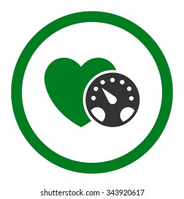 Blood Pressure Meter vector icon. Style is bicolor flat rounded symbol, green and gray colors, rounded angles, white background.