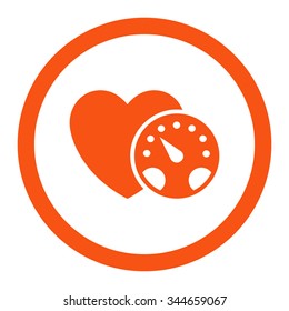 Blood Pressure Meter vector icon. Style is flat rounded symbol, orange color, rounded angles, white background.
