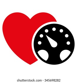 Blood Pressure Meter vector icon. Style is bicolor flat symbol, intensive red and black colors, rounded angles, white background.
