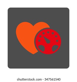 Blood Pressure Meter vector icon. Style is flat rounded square silver button with red symbol, white background.