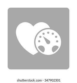 Blood Pressure Meter vector icon. Style is flat rounded square button, white and silver colors, white background.