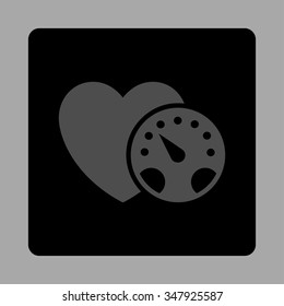 Blood Pressure Meter vector icon. Style is flat rounded square button, gray and black colors, silver background.