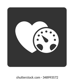 Blood Pressure Meter vector icon. Style is flat rounded square button, white and gray colors, white background.