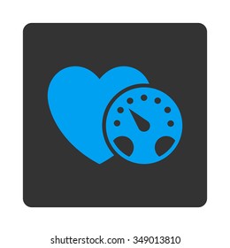 Blood Pressure Meter vector icon. Style is flat rounded square button, blue and gray colors, white background.