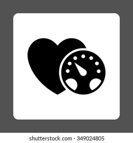 Blood Pressure Meter vector icon. Style is flat rounded square button, black and white colors, gray background.