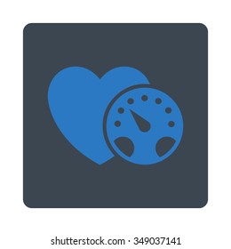 Blood Pressure Meter vector icon. Style is flat rounded square button, smooth blue colors, white background.