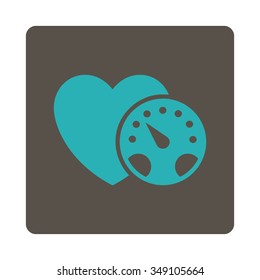 Blood Pressure Meter vector icon. Style is flat rounded square button, cyan and grey colors, white background.