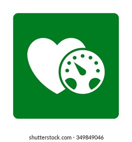 Blood Pressure Meter vector icon. Style is flat rounded square button, white and green colors, white background.