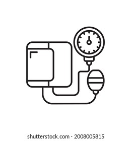 ilustración del estilo de icono del contorno vectorial del medidor de presión arterial. Símbolo EPS 10 File Nursing and Midwifery