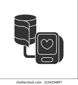  Blood Pressure Monitor Glyph Icon. Spirometer, Pulse Oximeter. Records Health Data. Medical Devices Concept. Filled Flat Sign. Isolated Silhouette Vector Illustration