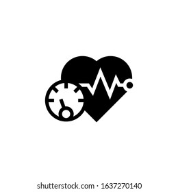 Blood pressure vector icon in black flat design icon, isolated on white background