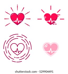 Icono del vector de presión sanguínea. Buen logotipo de salud. Cardiograma alentador del corazón. Símbolo plano de impulsos saludable. Elemento Pulsómetro médico. Diseño de concepto de equipo de Heartbeat Label Hospital aislado en signo blanco