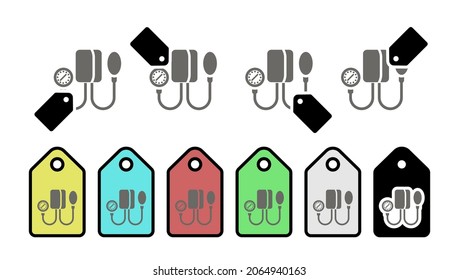 Blood pressure vector icon in tag set illustration for ui and ux, website or mobile application 