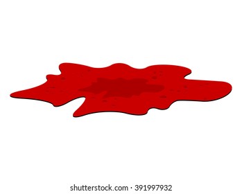 Blood puddle, red drop, blots, stain, plash od blood. Vector illustration isolated on white background.