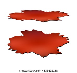 Blood puddle set, red drop, blots, stain, plash od blood. Vector illustration isolated on white background.