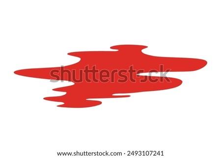 Blood puddle vector cartoon, red paint spill isolated on white background. 